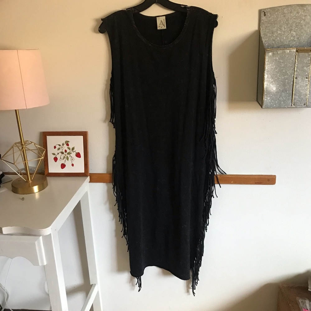 LONG CHARCOAL MAXI WITH FRINGE!